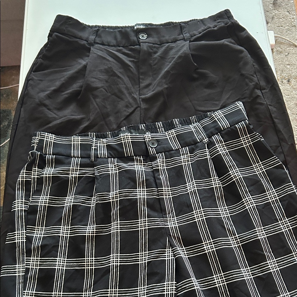 BUNDLE: Torrid Black and Black/White Plaid Wide Leg Pants